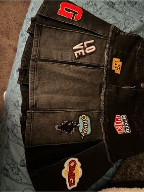 Forever 21 Black Patchwork Mini Skirt with Multicolor Patches